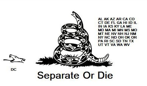 SECESSION - Separate or Die (head, the federal government, is chopped off)